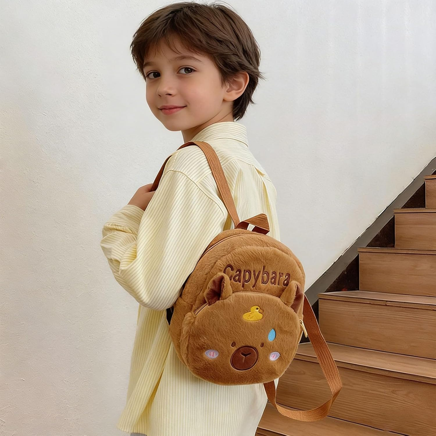 FOSDICK Capybara Backpack Nursery Cute Capybara Bag Nursery Kawaii Children'S Backpack Small Backpack Children with Change Purse Plush Nursery Backpack Children'S Backpacks for School Camping