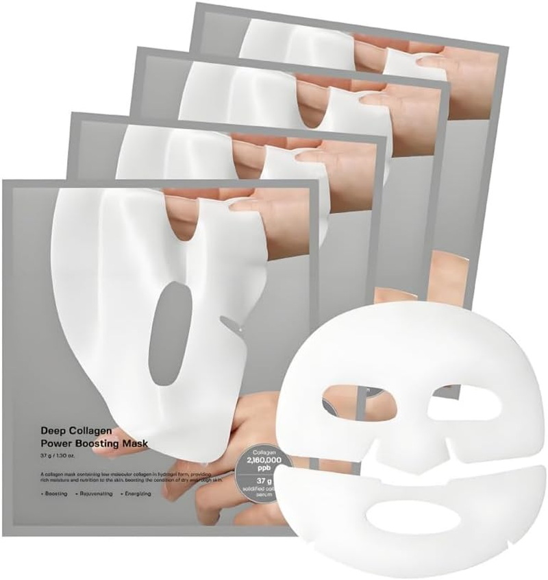 Deep Collagen Power Boosting Mask,Hydrating Overnight Collagen anti Wrinkle Lifting Face Mask（4 Tablets in a Box, 2 Box）