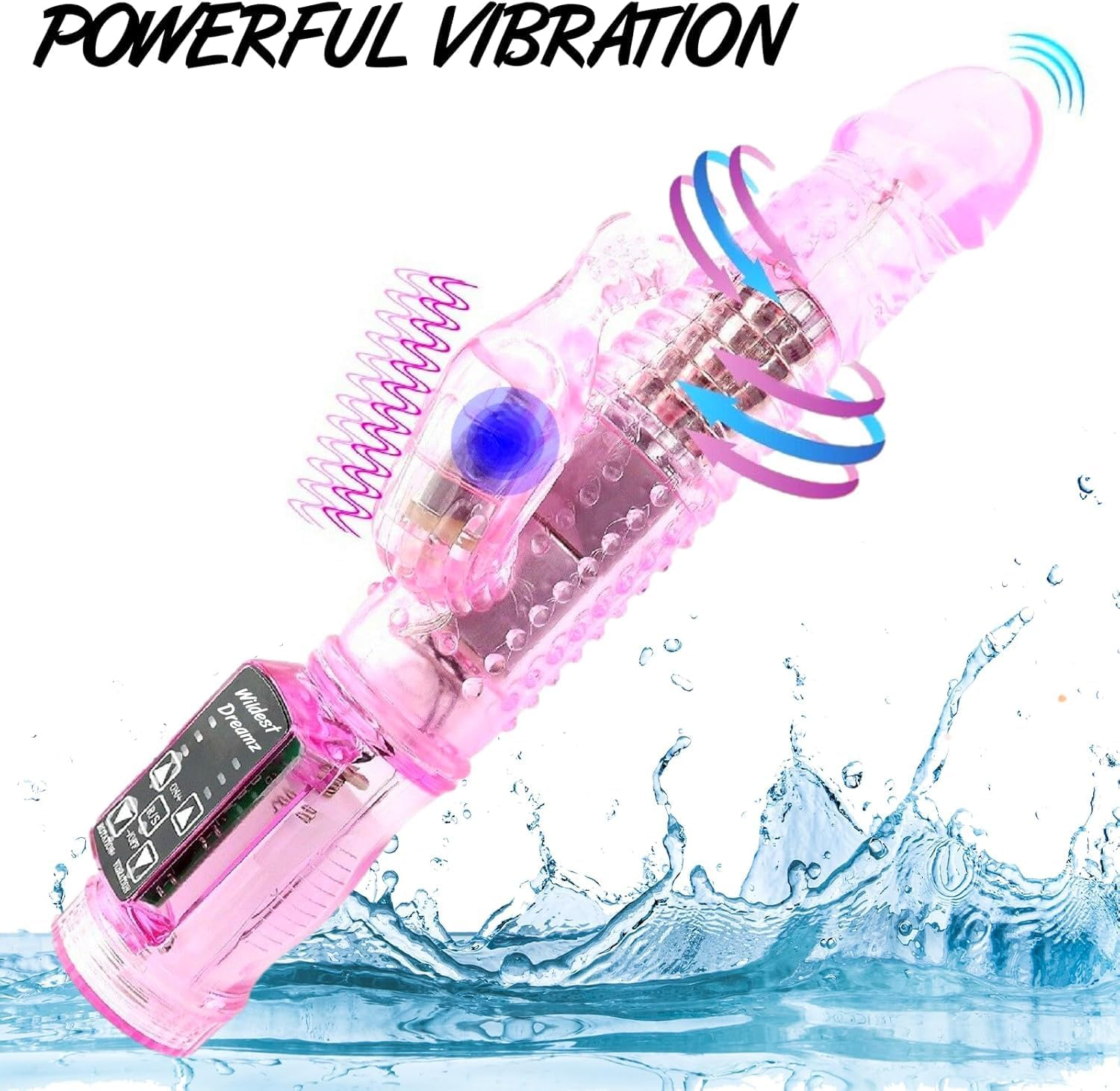 Large Rabbit Vibrator Dildo for Women with Rotating Shaft Multi Speed Vibration Dual Stimulation G Spot Clitoris Stimulator Clit Adult Sex Toy (Pink) image number 4