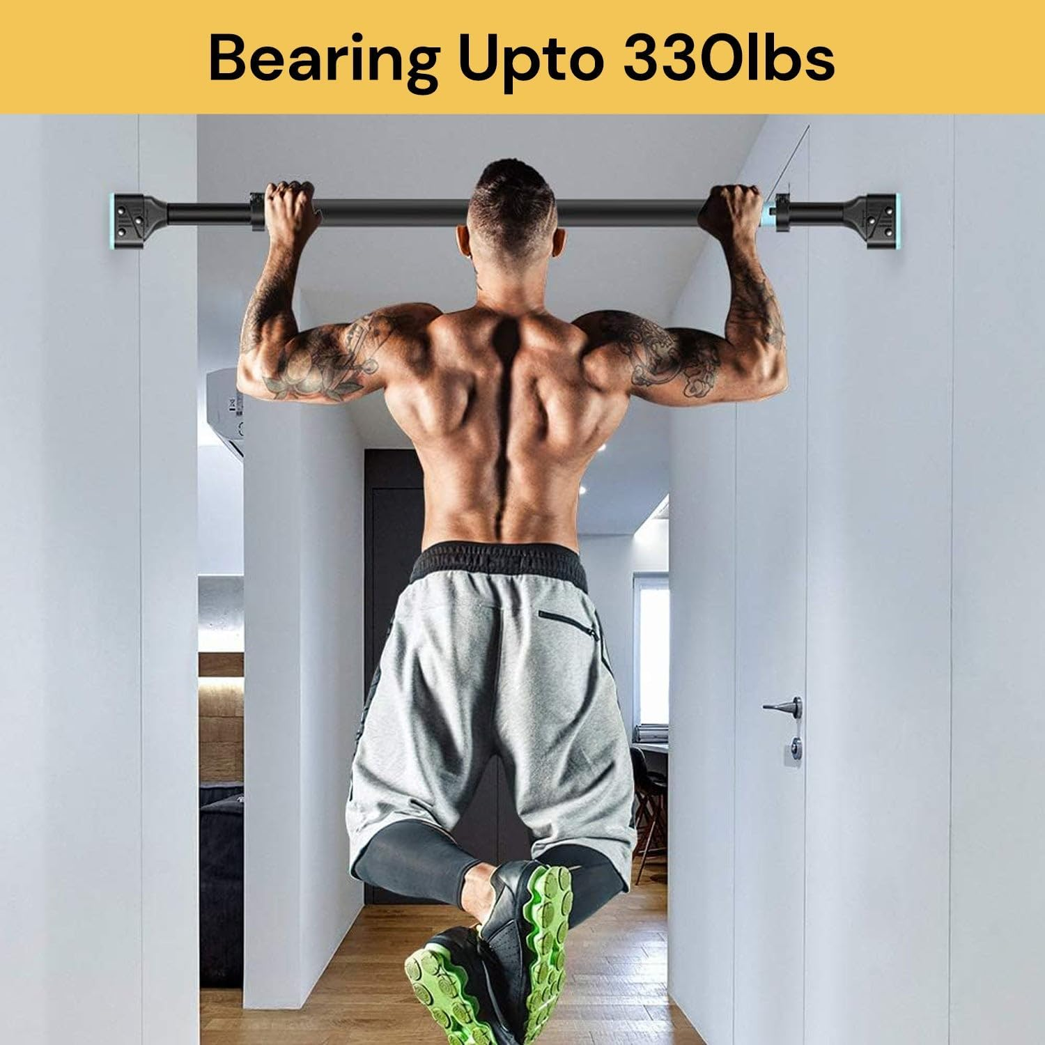 Spendeal Pull up Bar for Doorway, No Screws Adjustable Chin up Bar 72&ndash;97Cm with Locking System & Level Meter, Home Gym Strength Training Bar for Upper Body Workout, Fitness Exercise, 150Kg Load Capacity image number 3