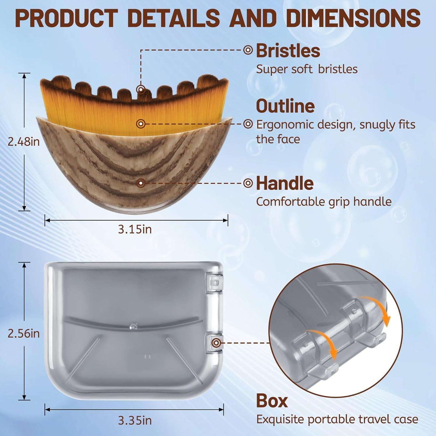 Lymphatic Contour Face Brush &ndash; Ultra-Soft Lymphatic Drainage Face Brush for Chin & Neck, Gentle Dry Brush for Facial Massage & Puffiness Relief, Ergonomic Portable Beauty Tool with Travel Case image number 3