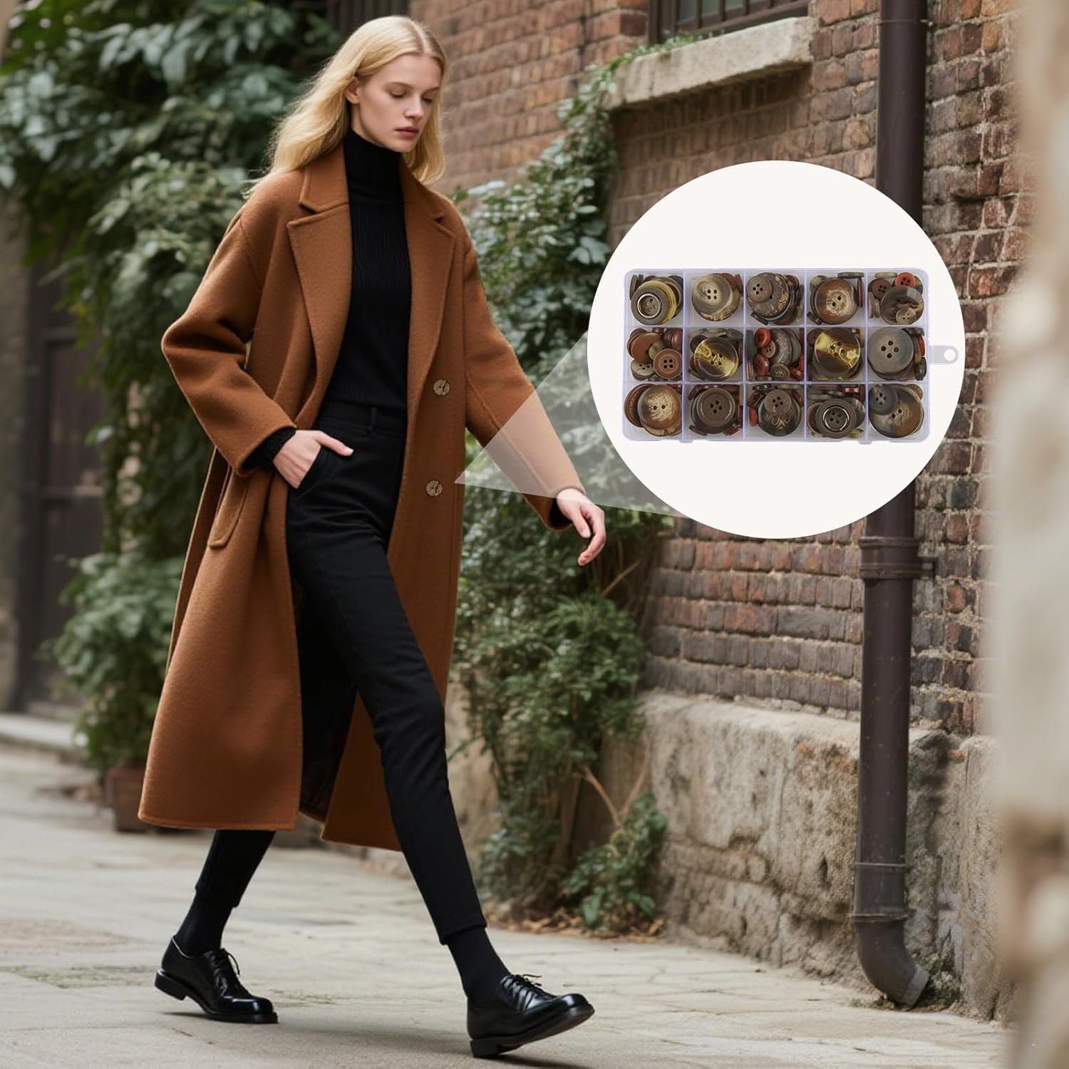 208 Pcs Mixed Sewing Buttons Box Set - Buttons for Sewing & Crafting, Multi-Hole Blazer in Coffee Browns for Clothing Repair, Tailoring & DIY, Premium Resin Coat Buttons (Vintage Shades) image number 1