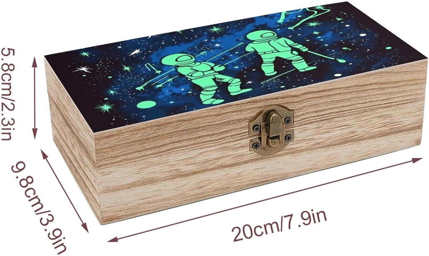 Glow in the Dark Wooden Box Wood Wedding Keepsake Boxes with Lids Small Decorative Boxes Lightweight Wooden Memory Storage Box for Crafts Keepsakes Jewelry Photo Letter Storage image number 4