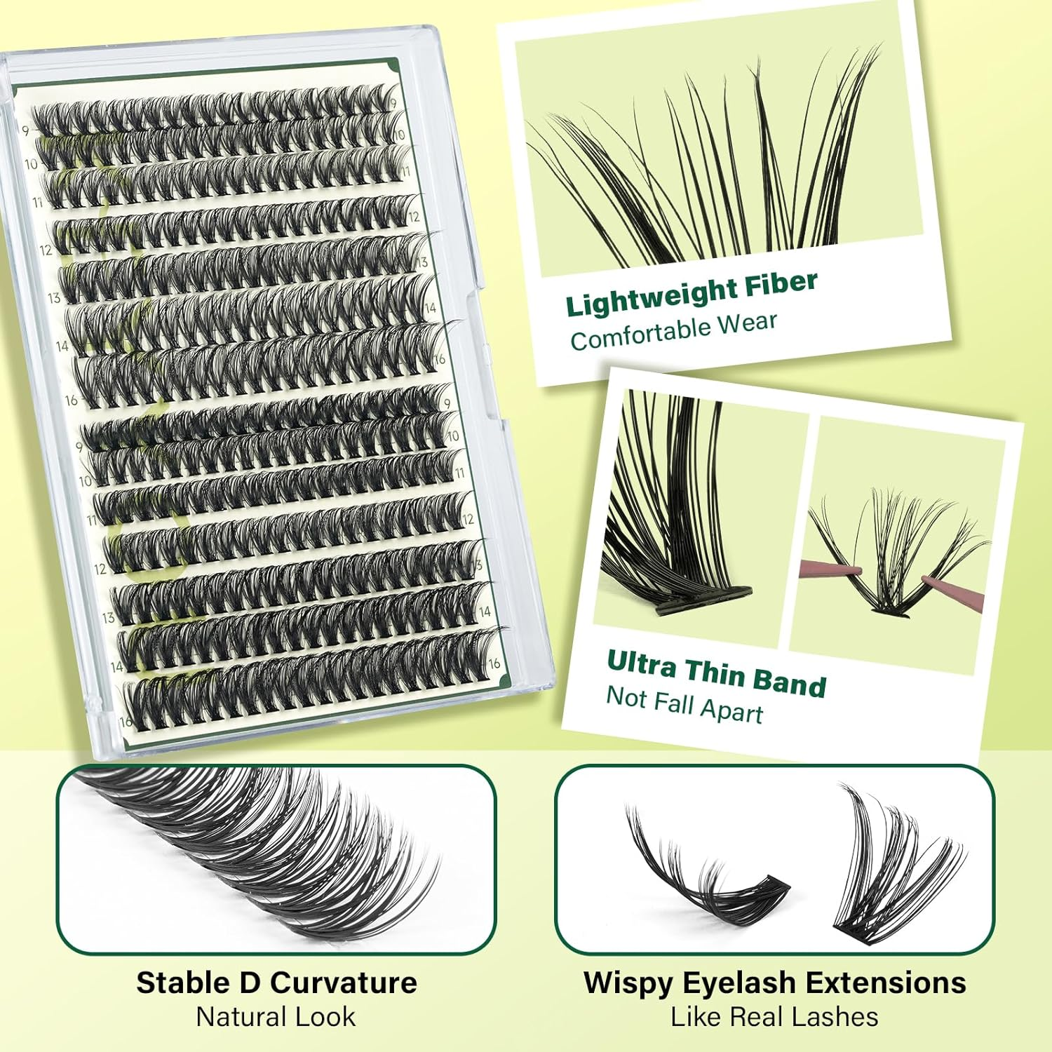 KEYYOU Lash Clusters 280Pcs Individual Lashes 40D+50D D Curl 9-16 MIX DIY Eyelash Extension Soft&Natural Volume Cluster Lashes DIY Lash Extension at Home(40D+50D） image number 5