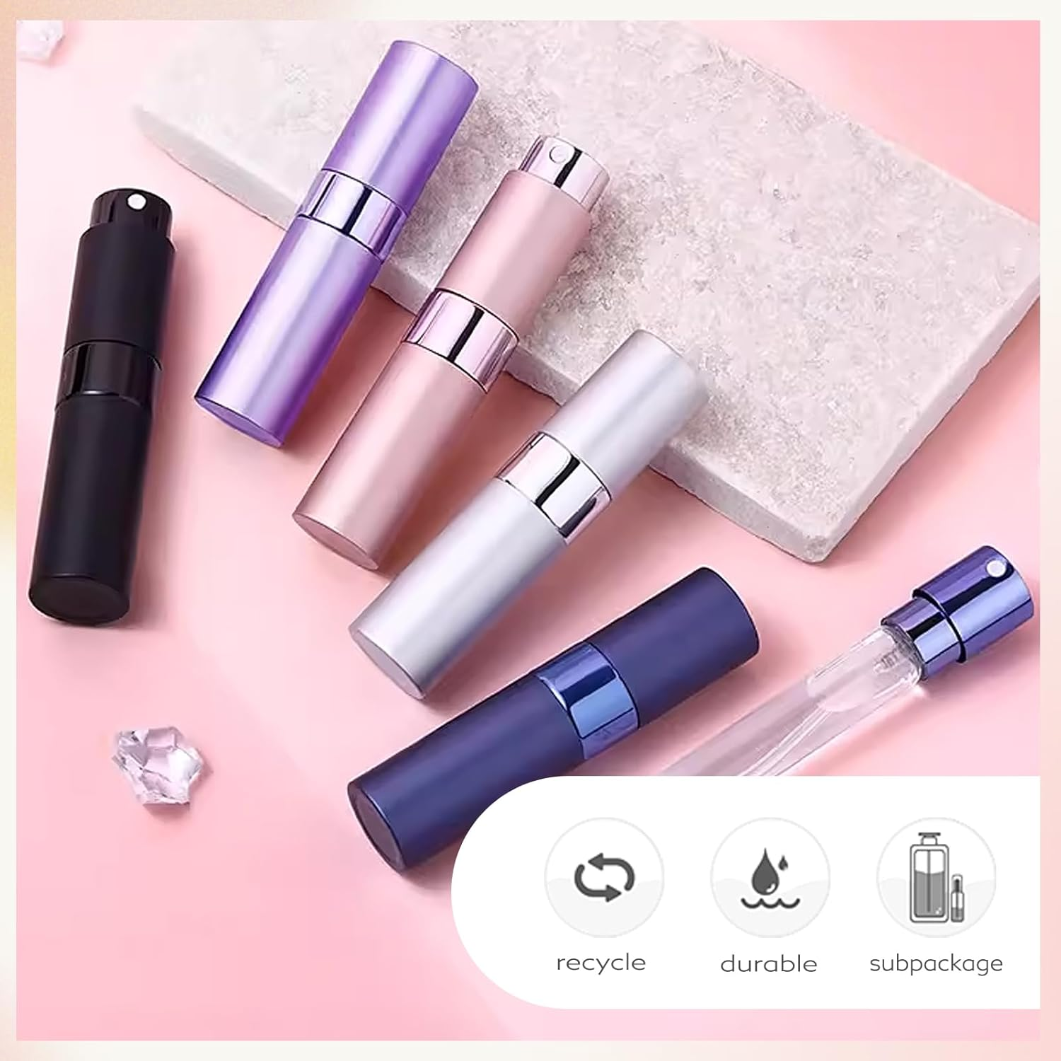 Travel Perfume Atomizer Refillable 8Ml (5 PCS), Travel Cologne Sprayer Mini, Perfume Bottle Empty Small (5 Colors) image number 5