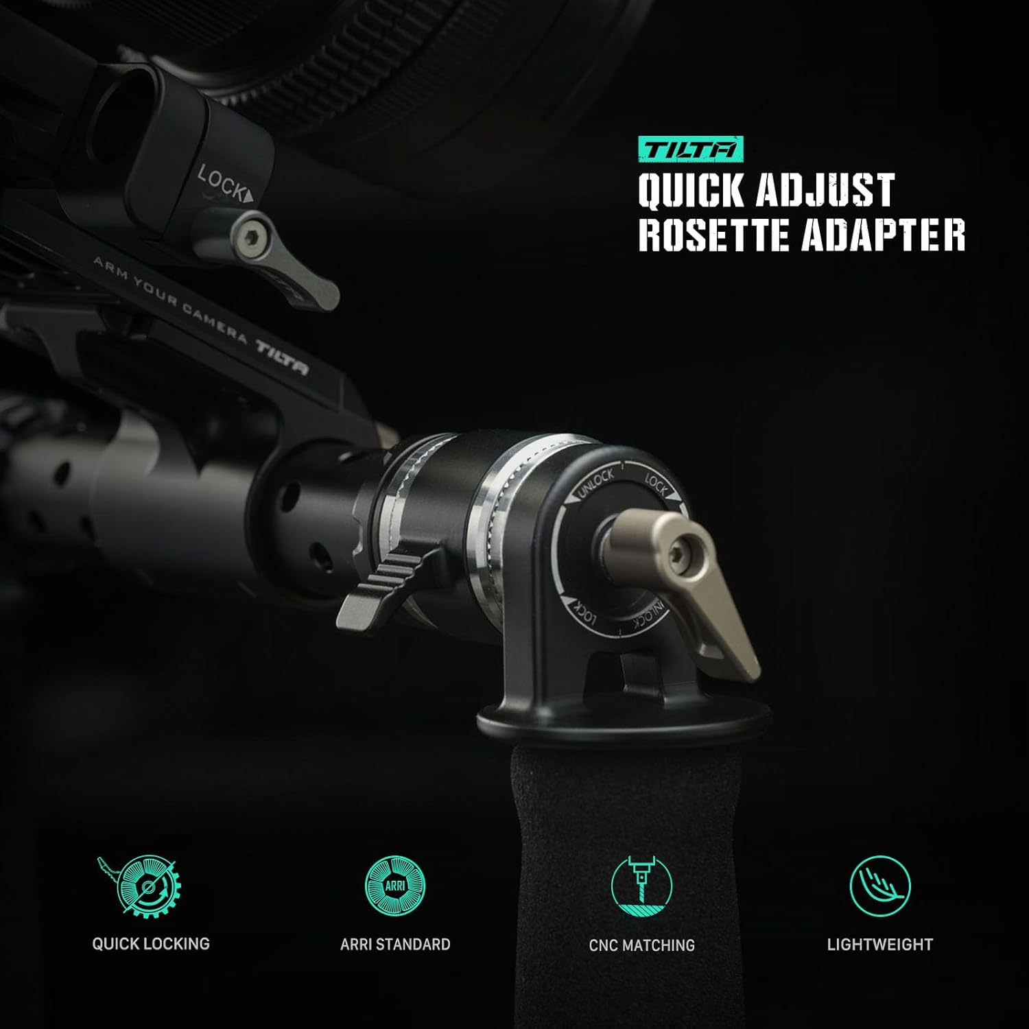 Tilta Quick Adjust Rosette Adapter - Black | Secure Connection | Compatible | Enhanced Comfort | Durable & Lightweight (Pair)