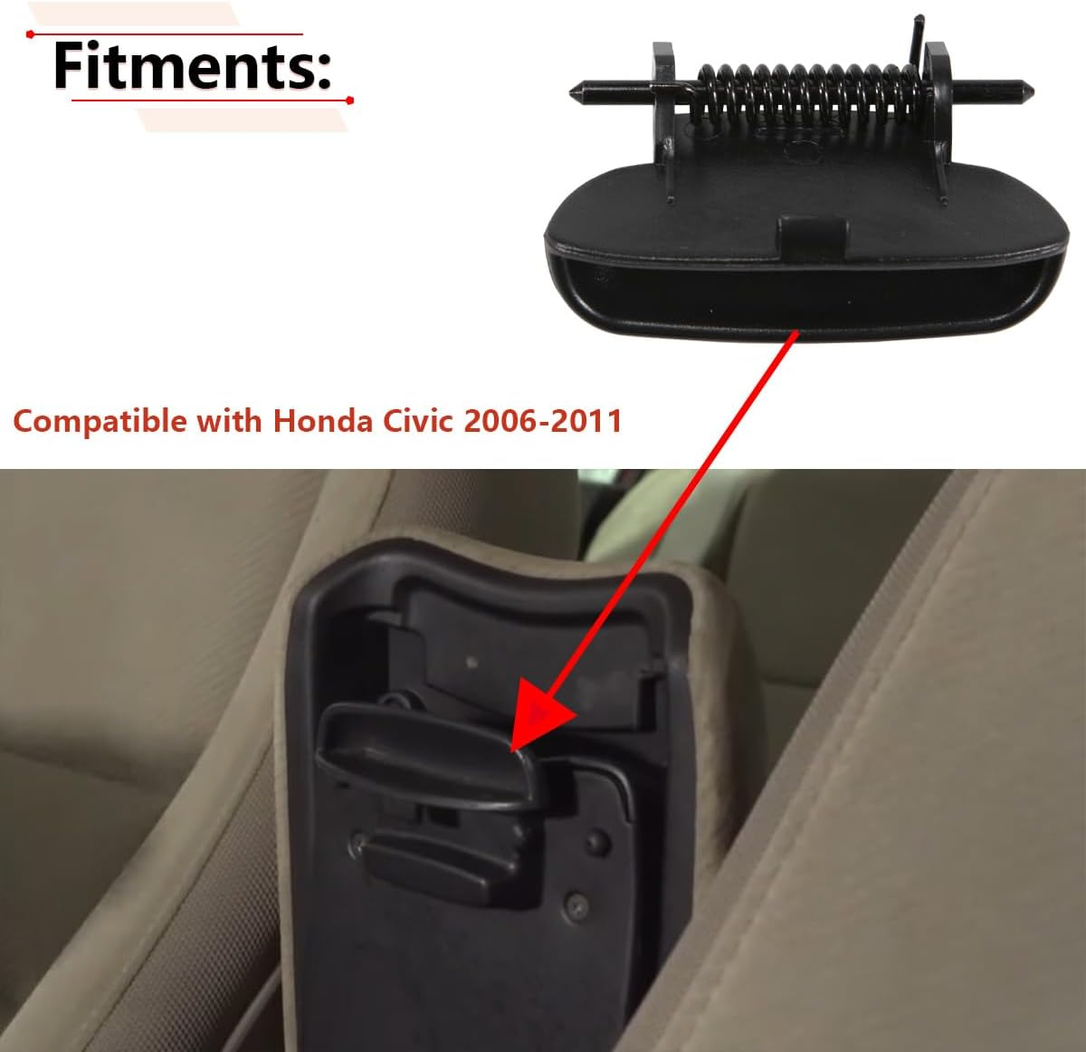 RLB-HILON Center Console Latch Compatible with Honda Civic 2006 2007 2008 2009 2010 2011 Year, for 83451-SNA-A01ZA image number 4