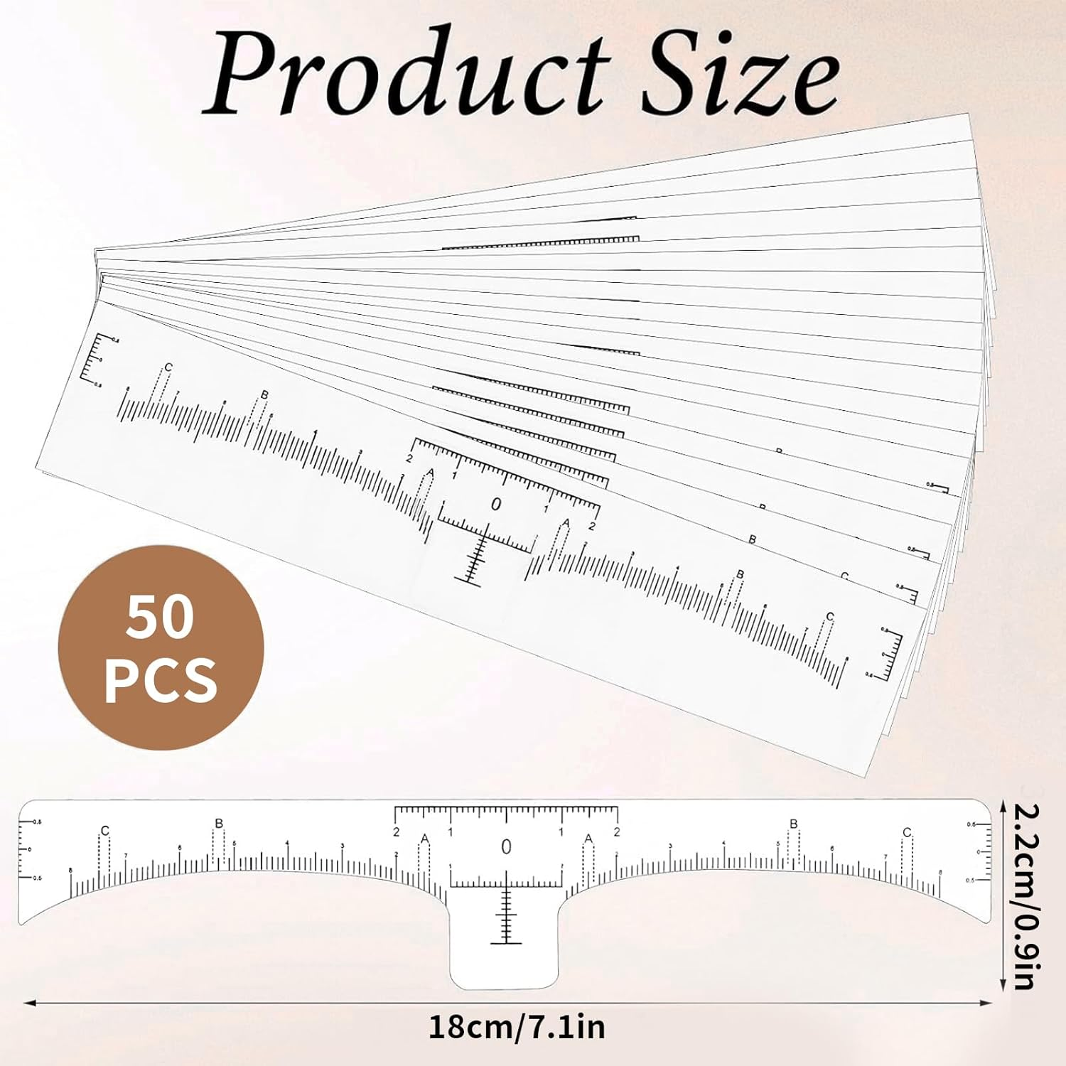 Tavvke 50 Pcs Disposable Eyebrow Ruler Stencils, Brow Mapping Stickers for Microblading, Eyebrow Measuring and Shaping Templates for Makeup Artists and Beginners image number 3