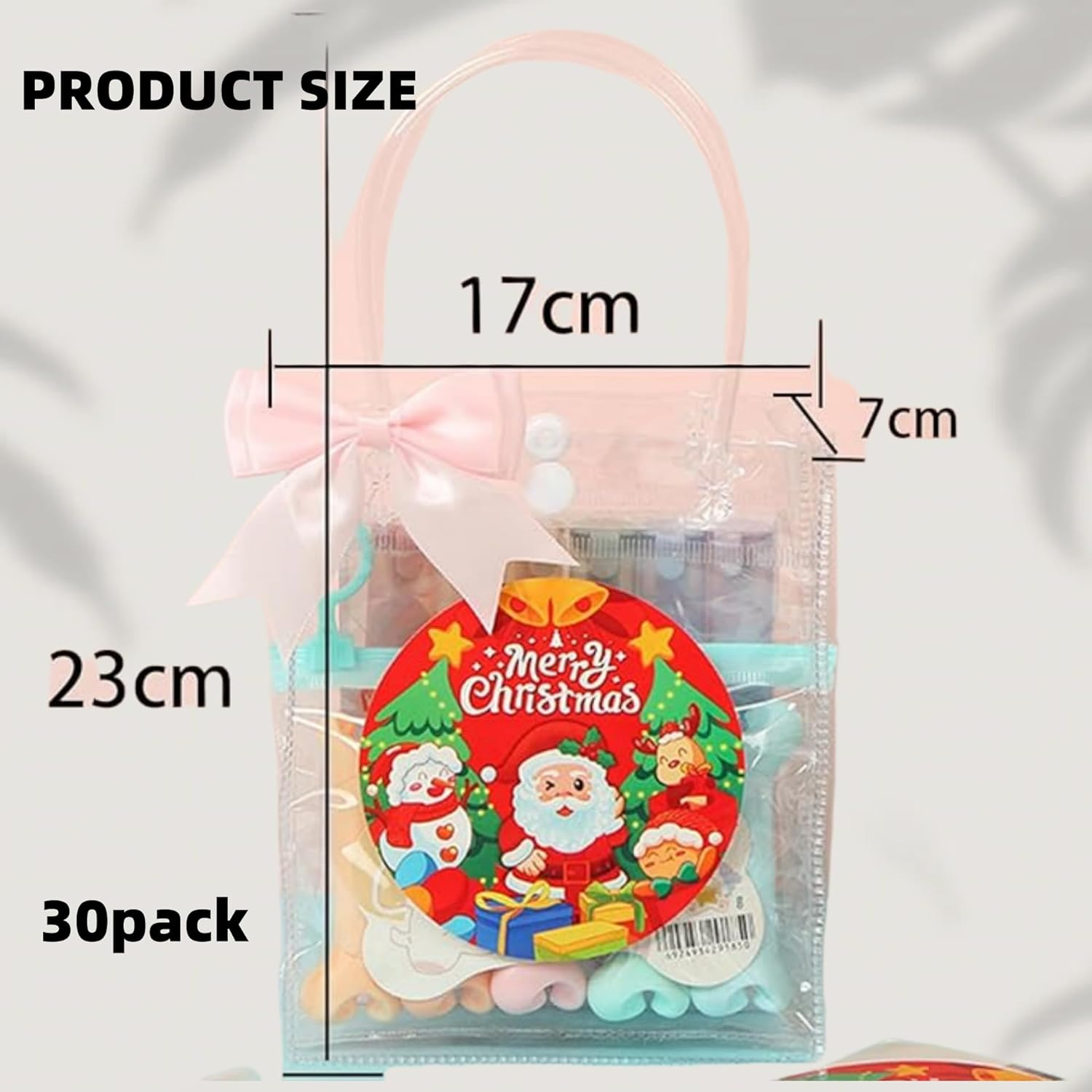 RJDJDLXM 30 Pack Clear Plastic Gift Bags with Handles, Reusable PVC Multipurpose Tote Bags for Party Favors, Goodie Storage, Snacks, Stationery & Cosmetics(23X17X7Cm) image number 3