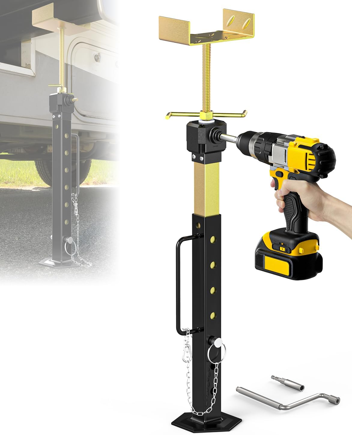 2025 Upgraded RV Slide Out Supports Stabilizer Jacks, 1 Pack [Allow Drill Adjust] 16" to 36" Adjustable Slide Out Support Jacks, Camper and Travel Slide Out Stabilizer Jacks, Supports up to 5,000 Lbs image number 4