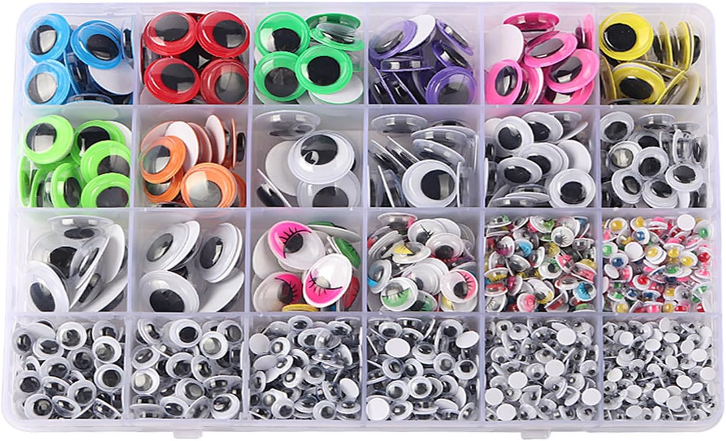 YBAONAN 1700Pcs Googly Eyes Self Adhesive，4-25Mm Googly Eyes for Crafts，Multiple Sizes and Colors Googly Eys for DIY Handicrafts
