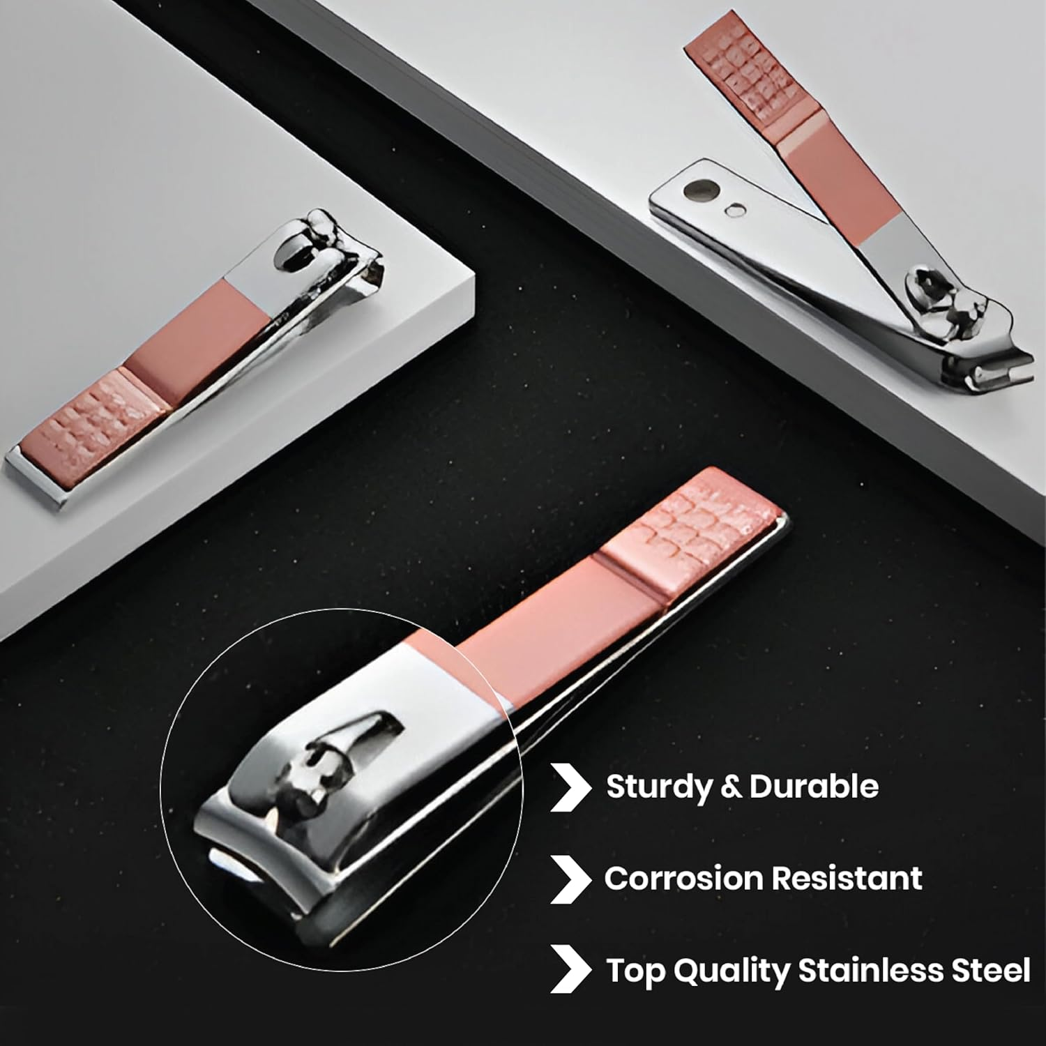 12 in 1 Professional Manicure Set, Stainless Steel Nail Clippers Set, Portable Grooming Kit for Women & Men, Pedicure Kit for Personal Care with Luxurious Travel Leather Case, 12 Pcs Clippers Tools (Rose Pink) - Jet Black image number 5