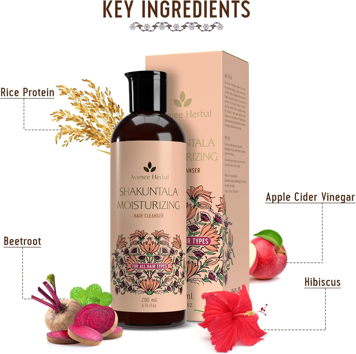 AVIMEE Herbalshakuntala Moisturizing Hair Shampoo with Hyaluronic Acid | 24 Hrs Deep Hydration & Nourishment, Repairs Dry & Damaged Hair | for Men & Women | 200 Ml image number 5