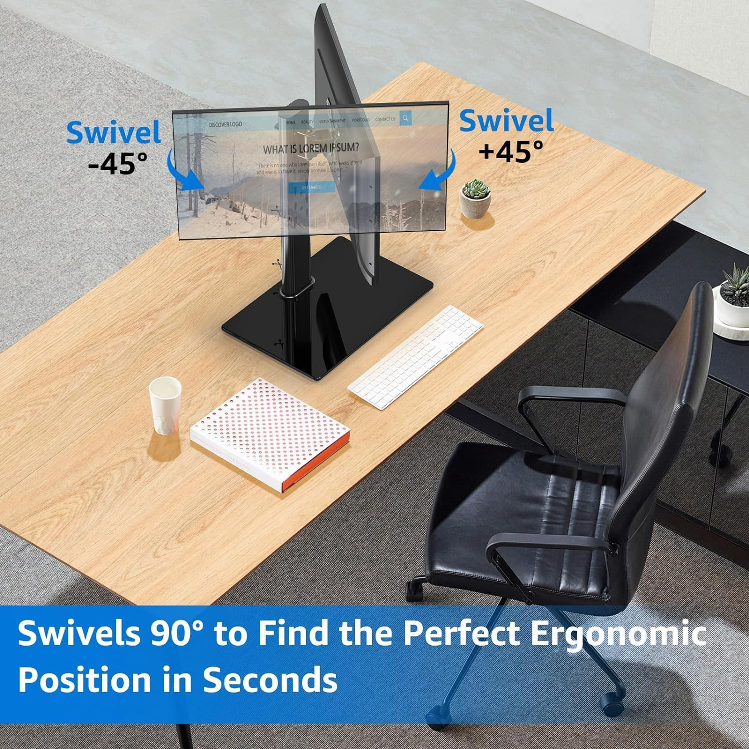 MOUNTUP Monitor Stand for Desk, Freestanding Monitor Mount Fits 13-32 Inch Screen up to 17.6 Lbs, Screen Stand with Swivel, Height, Rotation Adjustment, VESA Mount 100 X 100Mm, 75 X 75Mm image number 4