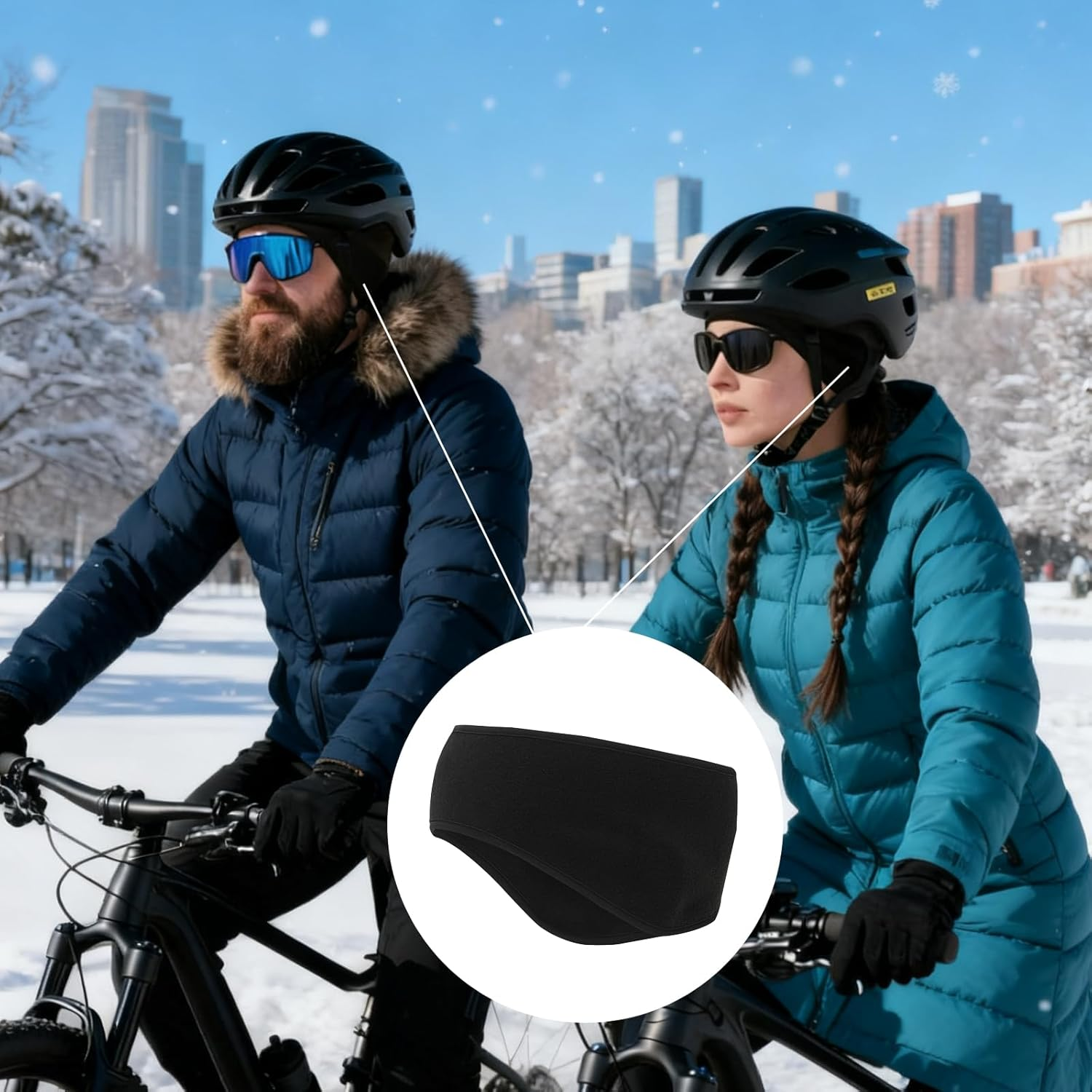 Set of 3 Winter Headband Set, Sports Ear Warmers for Men and Women, Sports Headbands, Earmuffs, Headband, Elastic for Jogging, Running, Hiking, Cycling, Motorcycling (Black) image number 3