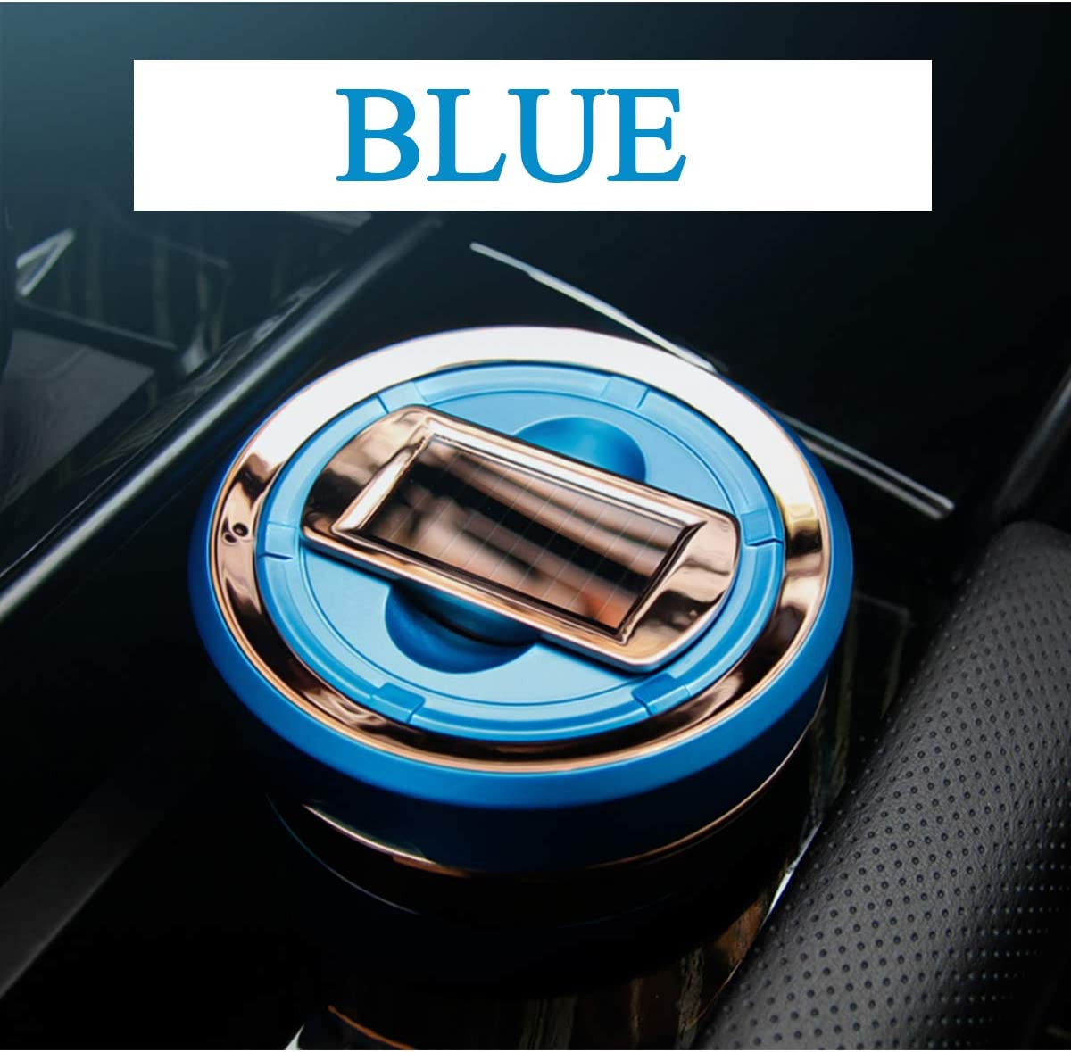 Eastfly Car Ashtray, Detachable Ceramics Car Ashtray with Lid Blue Led Light and Removable Lighter Solar Energy and USB Dual Charging for Most Car Cup Holder Blue image number 6