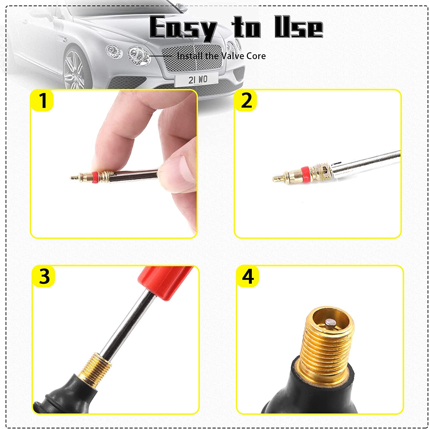 57 Pcs Tire Spoons Motorcycle Tire Changing Tools, Bike Tire Iron Levers Repair Kit with Pure Copper Valve Stem Cores,Rim Protectors, Valve Core Remover for Motorcycle ATV Lawn Mower image number 5