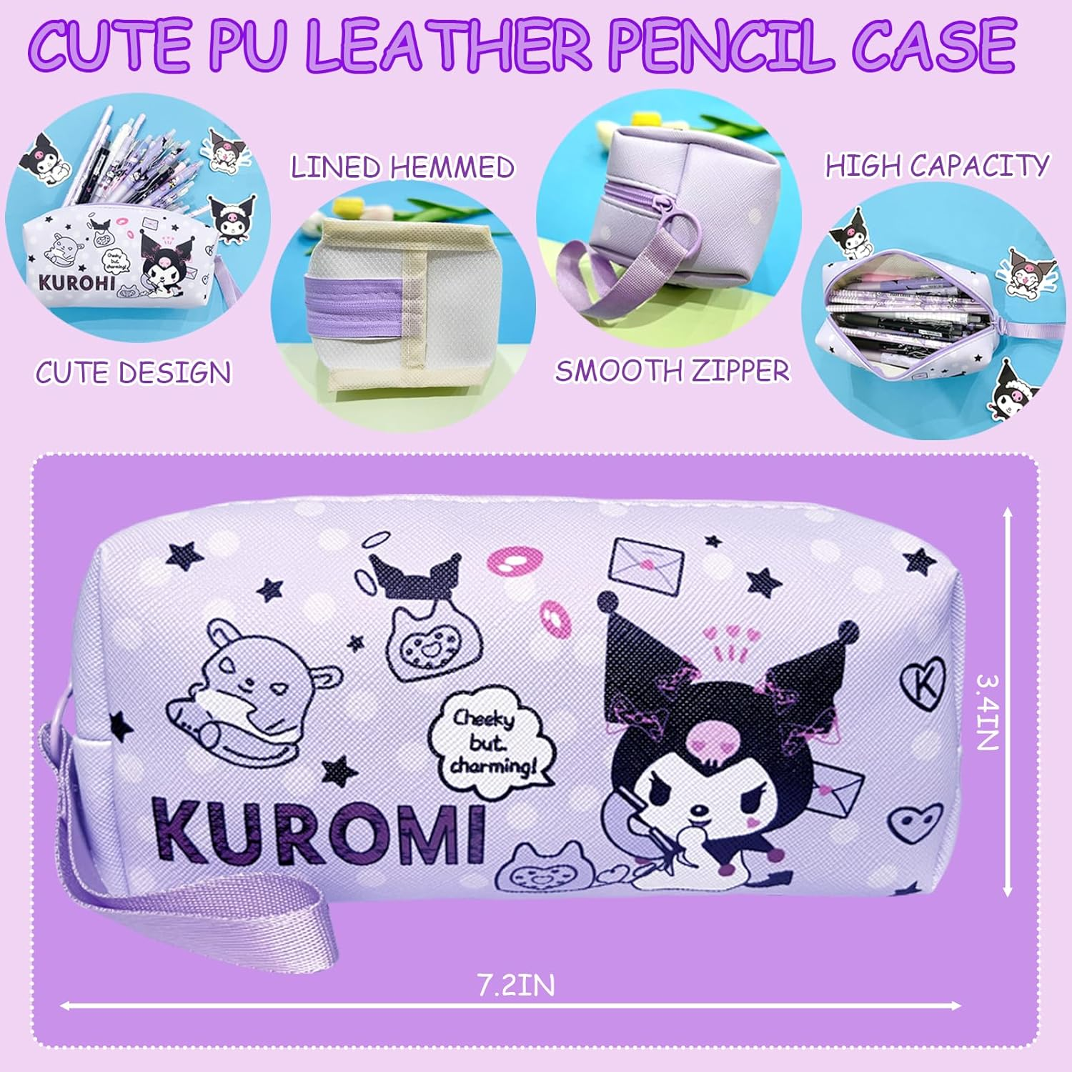 School Supplies Set Cute Stationery Gift Set Kawaii Back to School Including A5 Notebookpencil Casepens,Stickers,Id Badge Holderruler Eraser Perfect Easter Birthday Gifts for Kids image number 5