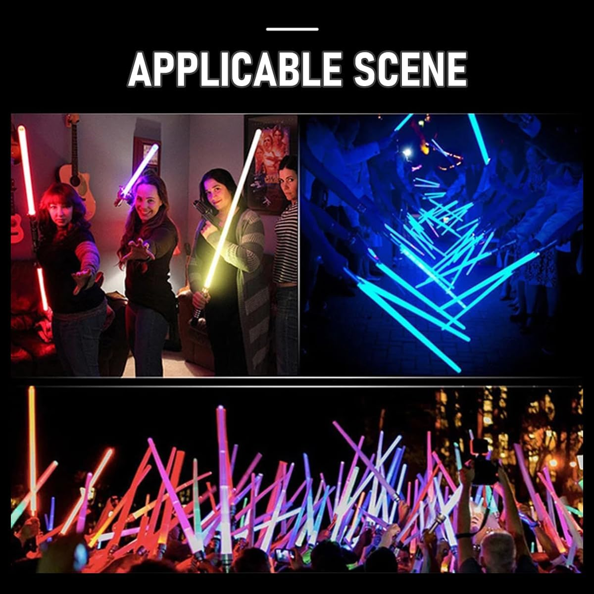 2Pcs Light Saber, Lightweight Retractable Light Sword Double Edge, Star Wars Toys for Kids, Adult Christmas Cosplay, 2-In-1 with Connector, 7 Colors Changeable (B) image number 3
