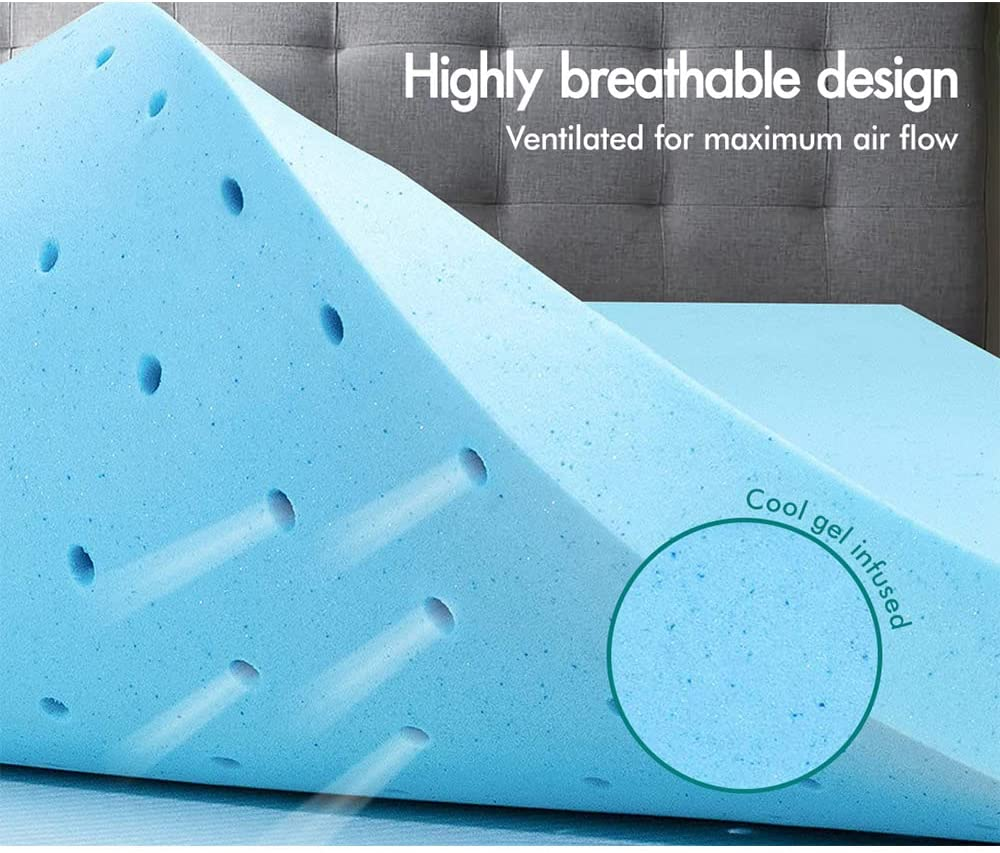 STARRY EUCALYPT Queen Size Memory Foam Mattress Topper with Cool Gel Infused, 60D Foam 5Cm Thick Bed Topper with Bamboo Fabric Cover Beddings, Highly Breathable Bedding Floor Mat Pad image number 6