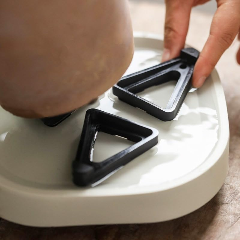 24 Pack Plant Pot Feet Triangle Pot Risers Black Durable Non Slip Supports Elevate Drainage Improve Airflow