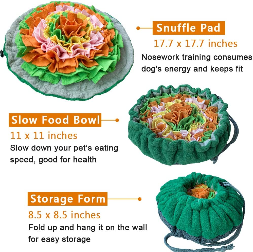 SCHITEC Snuffle Mat for Dogs, Interactive Foraging Puzzle Blanket, Nosework Feeding Bowl Sniffing Pad for Cats Puppies Small Medium Pets image number 2