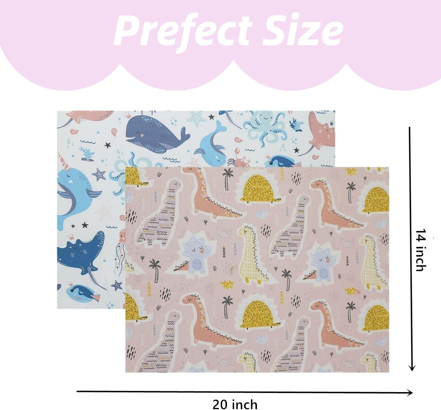 Baby Toddler Pillowcase,2 Packs 100% Cotton Pillow Cover for Kids Bedding,15X23 Pillowslip Case for Sleeping Fits Pillows Sized 13X18 or 14X19,Envelope Closure Travel Pillow Pillowcase - Pink Dinosaurs image number 5