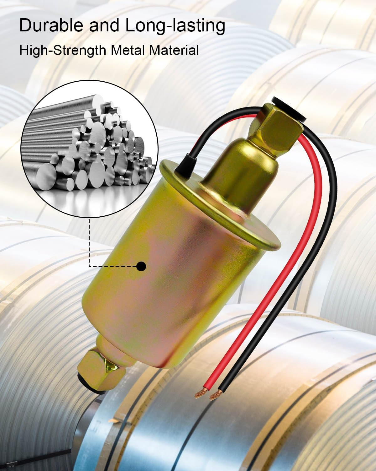 Universal 6V Electric Fuel Pump with Installation Kit - Fit for Carbureted Models E8011 SP1124, 5-8 Psi 5/16 Inlet and Outlet Intank Fuel Pump, 6 Volt Inline Type Electric Fuel Transfer Pump image number 5