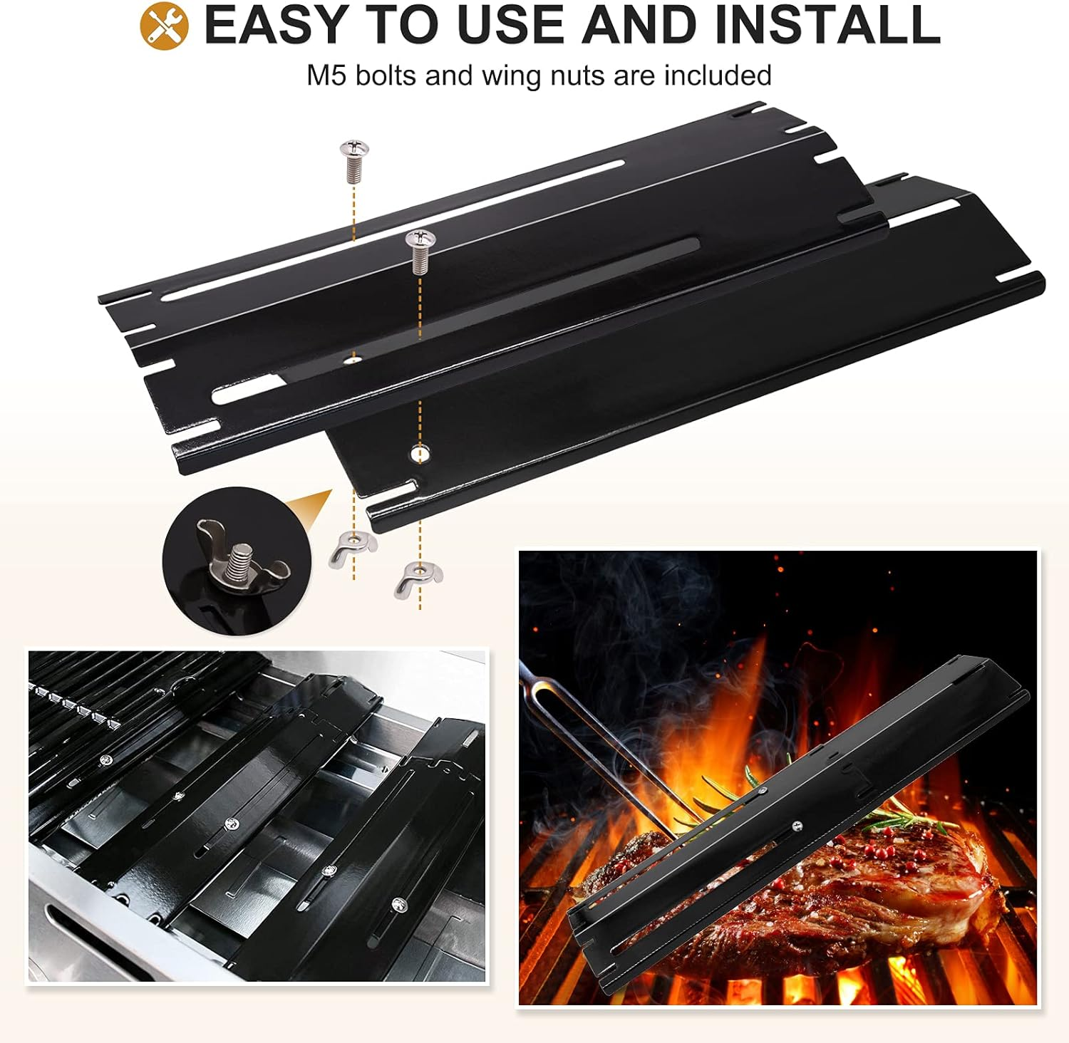 Criditpid Porcelain Steel Universal Heat Tents Replacement for Brinkmann, Charbroil, Nexgrill, Backyard Grill, Set of 3 Adjustable Heat Plate Flame Tamer Burner Cover, Extends from 11.75" up to 21" L image number 5