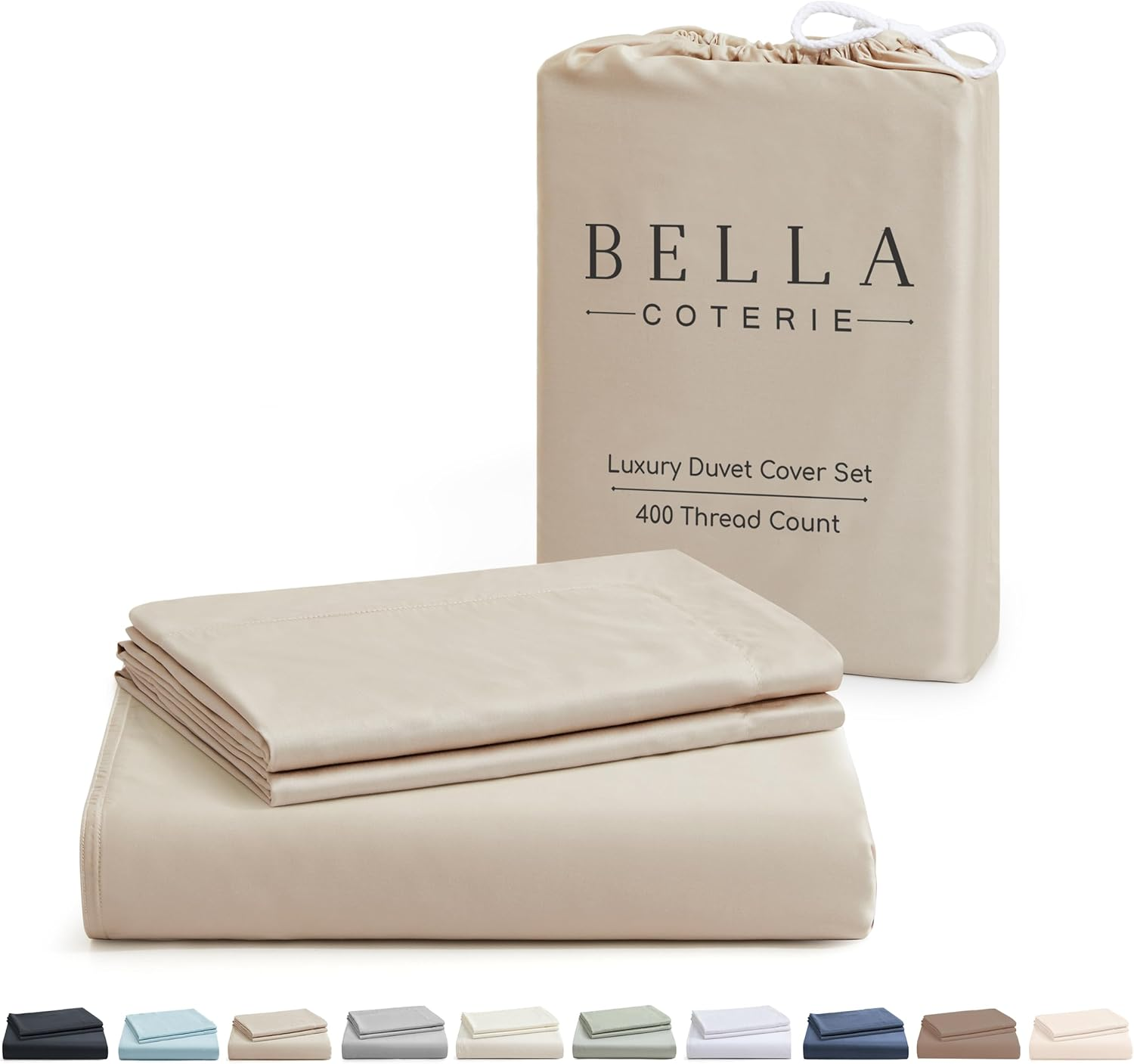 Bella Coterie Luxury Bamboo Queen Size Duvet Cover Set | Organically Grown | Ultra Soft | Cooling | Two Luxury Pillow Shams | Viscose Bedding Made from Bamboo | No Insert [Dune] image number 2