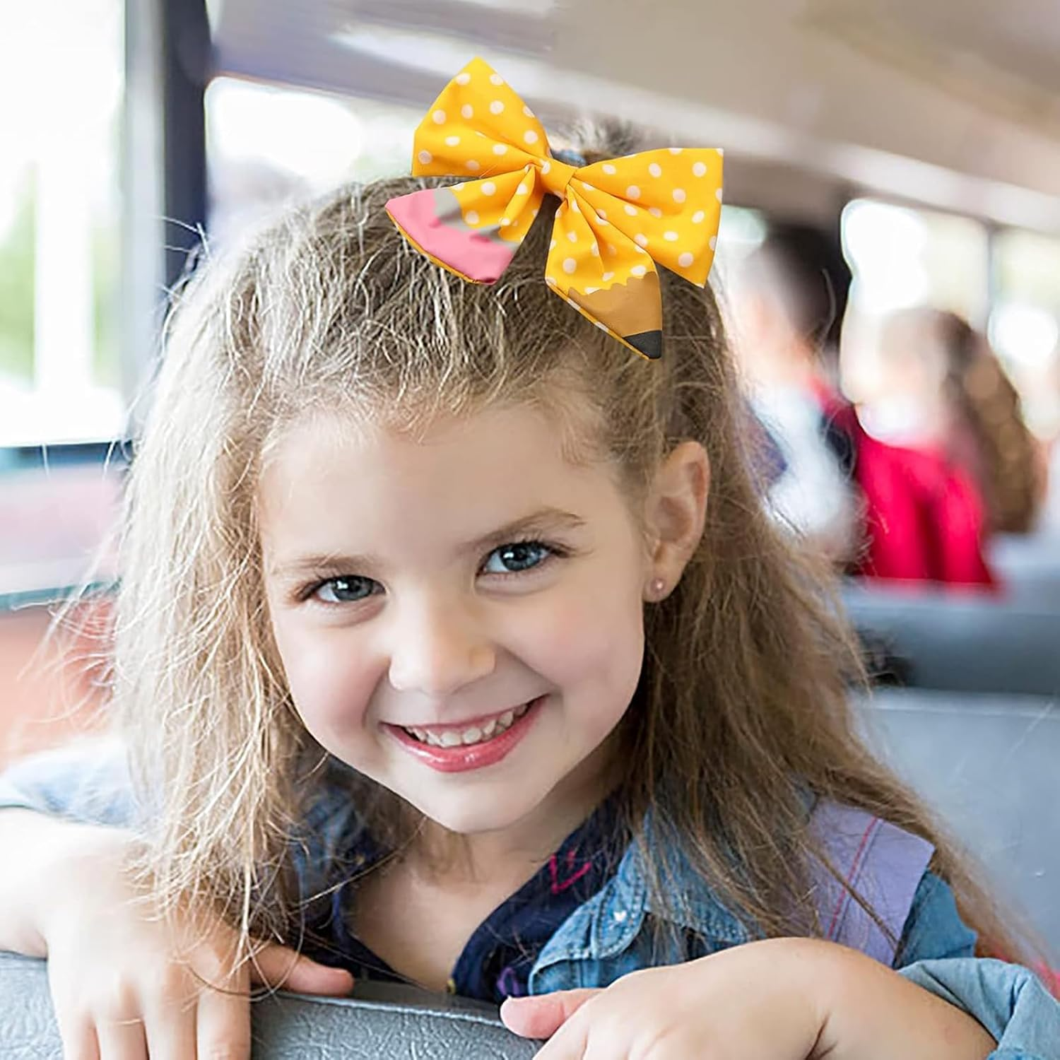 WERIGONI 2Pcs Back to School Hair Bow Clips Yellow Pencil Hair Clips Cute Hair Bows Girls Pencil Design First Day image number 4