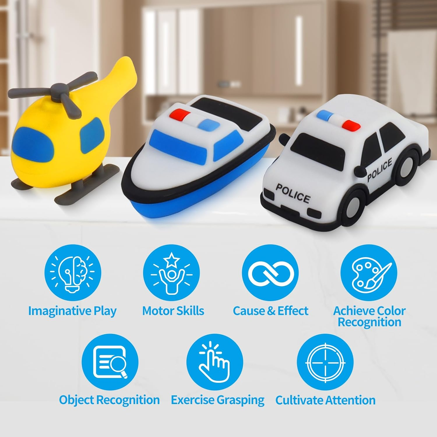 Light up Bath Toy -Tow Truck, 100% Food Grade Silicone Vehicle Bathtub Toys, Shake-Activated Light up Airplane Toy Flash & Lights Color Change, Soft & Squeezable for Baby&Toddler (1 Pack)