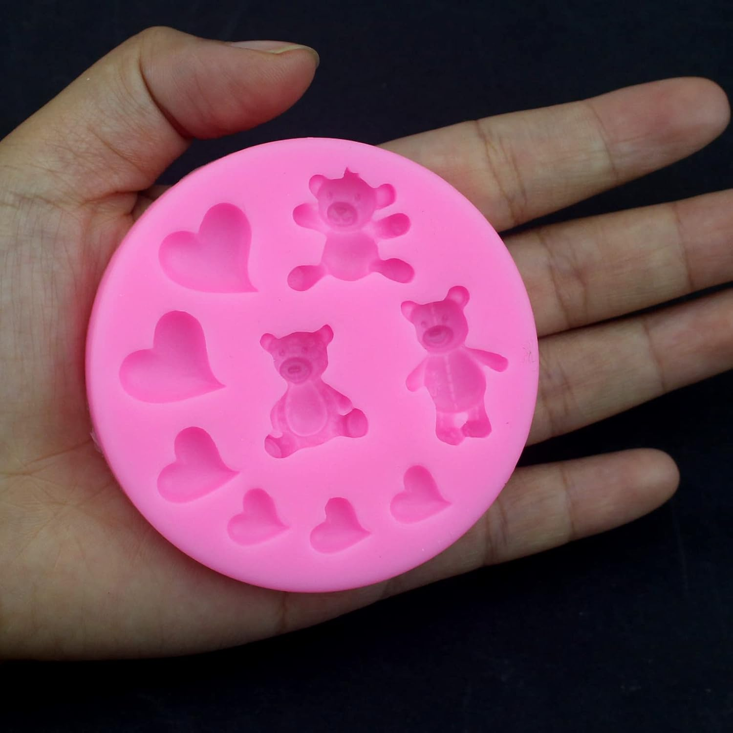 3 Pieces Bear Silicone Mold Valentine&rsquo;S Day Fondant Mold Cute Bear Chocolate Fondant Mold for Chocolate Candy Gum Paste Crafting Polymer Clay Cake Decorating image number 1