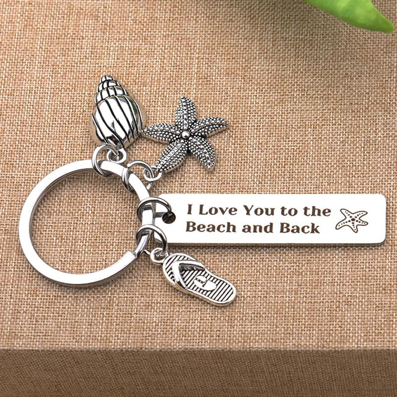 Birthday Gifts for Mom Dad Christmas Birthday Gifts for Boyfriend Girlfriend I Love You to the Beach and Back Keychain Gifts for Grandpa Grandma Beach Lover Women Men image number 3