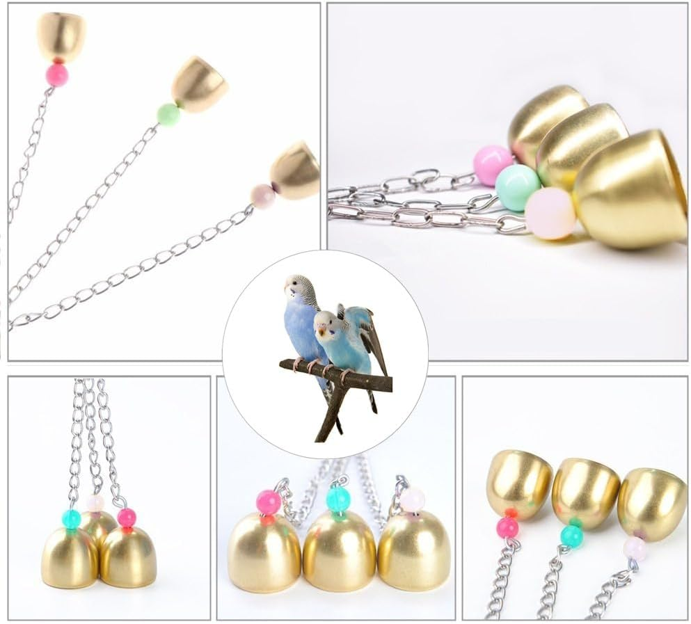 Pet Bird Toy, Wanfoou 2 Pcs Parrot Alloy Bell Toys, Parrot Bell Cockatiel Toys, Lightweight Metal Bell,Small Bird Toys Pet Parrot Toy, for Cockatiels, Conures & Lovebirds image number 2