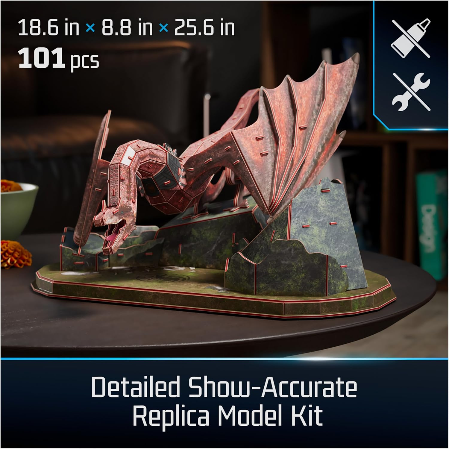 4D Build, House of the Dragon Caraxes Dragon 3D Model Kit 101 Pcs, Desk D&eacute;cor, Game of Thrones Puzzles for Adults, 3D Puzzles for Adults & Teens 12+