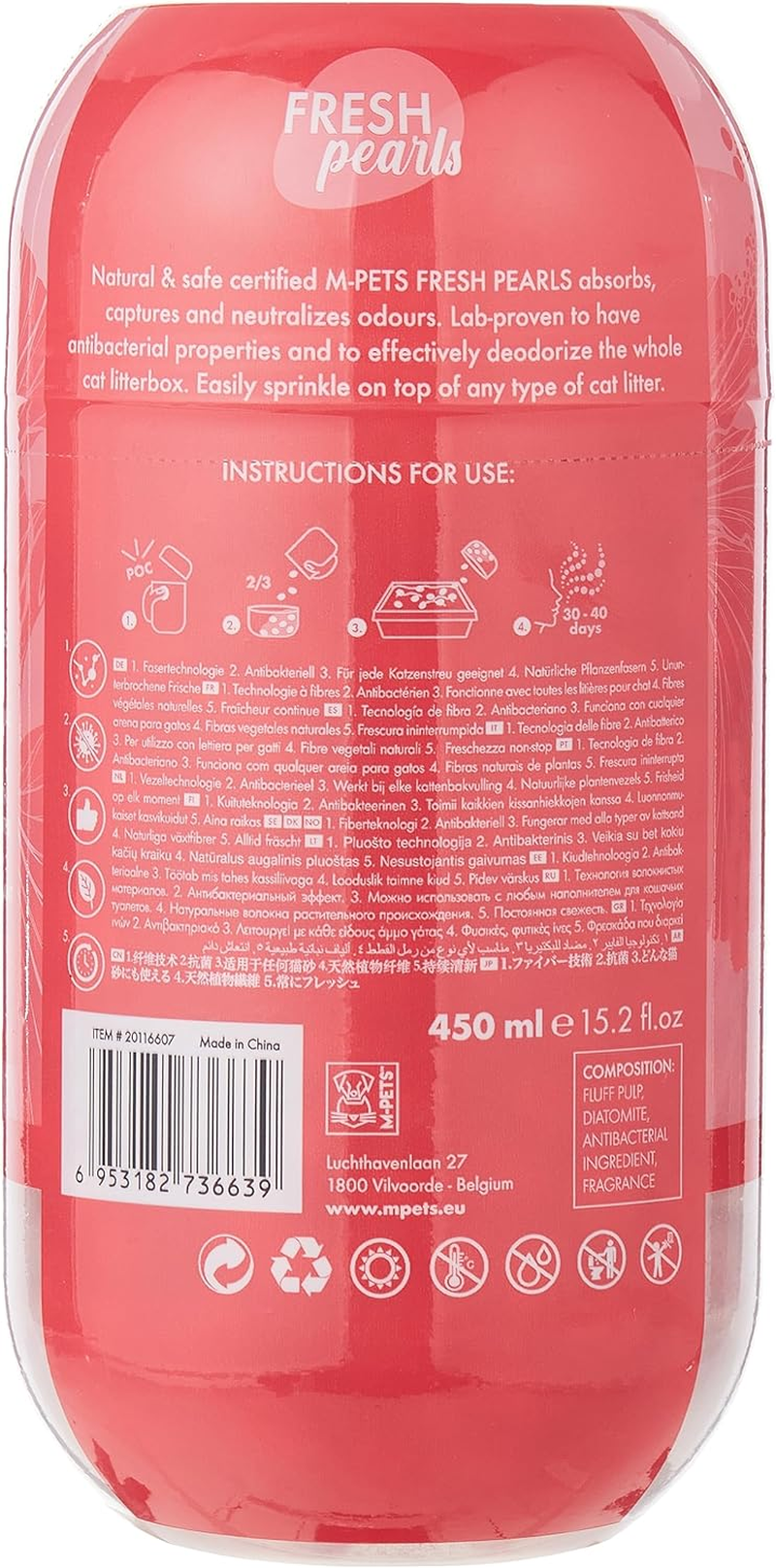 M-Pets Fresh Pearls Natural Cat Litter Deodoriser 450 Ml, Floral image number 3