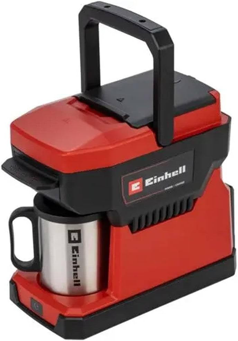Einhell TE-CF 18 Li-Solo Power X-Change Cordless Coffee Machine (18 V, 240 Ml Water Container, for Filter Coffee & Coffee Pods, Carry Handle, Includes Coffee Cup with Lid, No Battery)