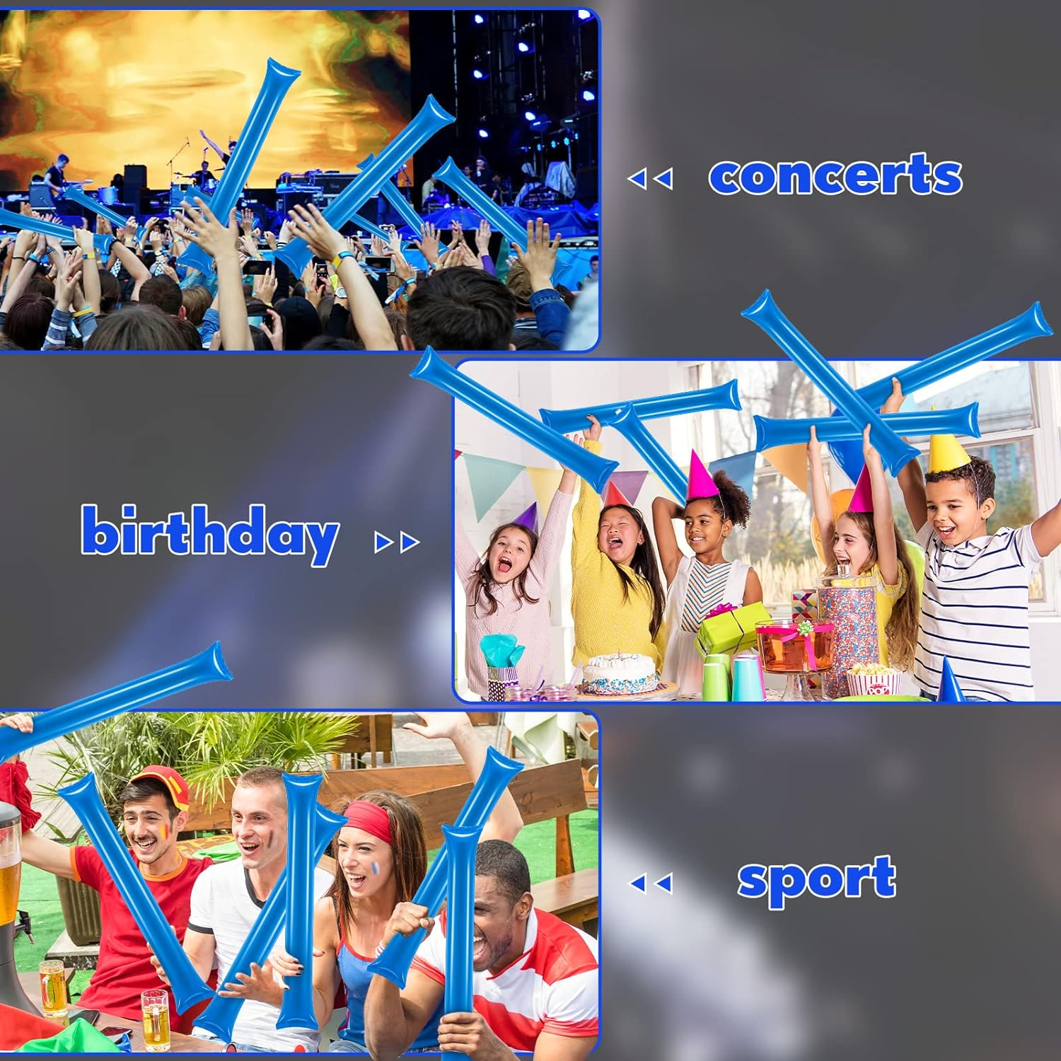 120 Pcs Thunder Sticks Thicken Bam Bam Plastic Cheering Sticks Inflatable Noise Makers for Sporting Events Team Spirit Cheerleading Stick for Sporting Cheers Basketball Football Dance Party - Red image number 6