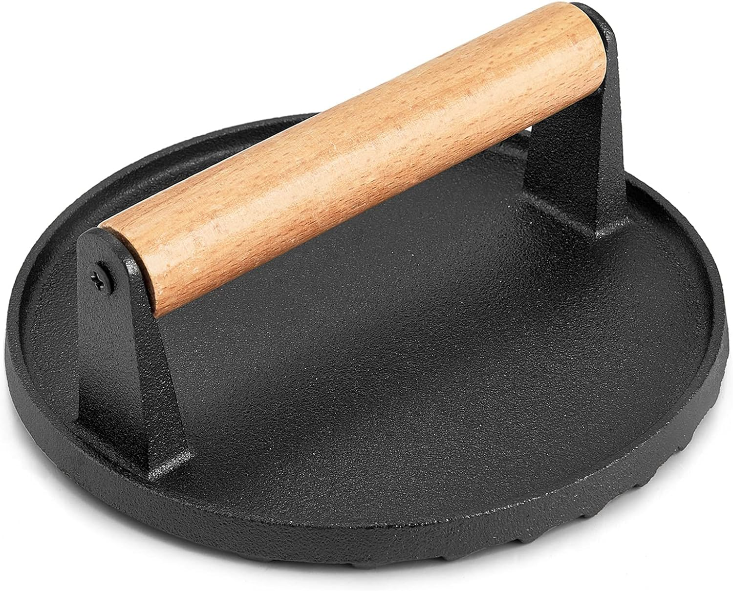 Cast Iron Grill Press Weight - with Wooden Handle - Cast Iron Press for Meat, Hamburger Patty, Smash Burger, Bacon, Steak