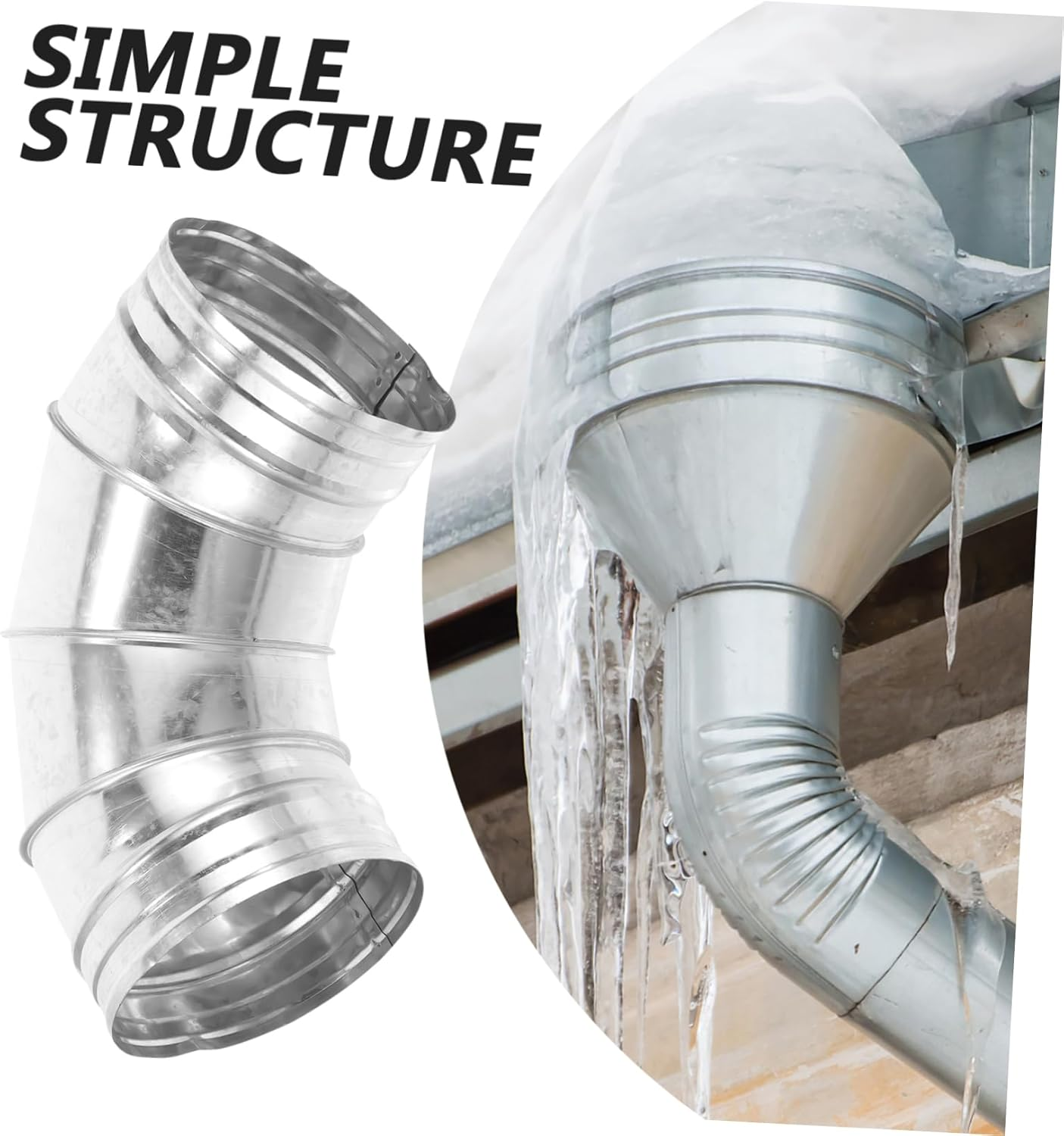 Iplusmile 6 Inch Metal Stove Flue Extension Elbow 90&deg; for Outdoor Flexible Ducting Exhaust image number 4