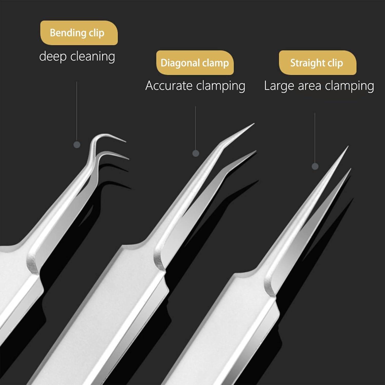 RIBHNXHI Professional Facial Blackhead Remover Tweezers - Extractor Acne Removal Kit Pimple Popper Tool, Clip for Whiteheads, Acne Clip, Ingrown Hairs Tweezers, Blackhead Remover Tool Stainless Steel image number 4