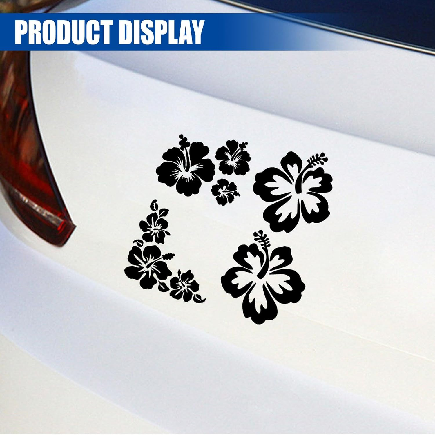 Hawaiian Hibiscus Flower Car Decal Sticker, Waterproof PET Decal, Car Bumper Sticker, Automotive Exterior Decoration Sticker Decal for Car, Truck, SUV, Door, Wall, Laptop (Black, 5.82&rdquo;&times;5.39&rdquo;) image number 6