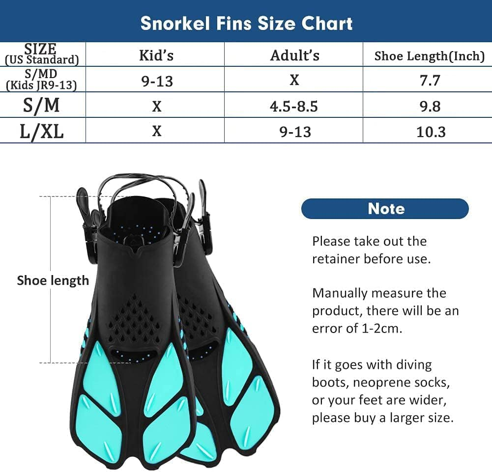 Snorkel Fins, Full Foot Pocket Swim Fins for Snorkeling, Diving image number 6