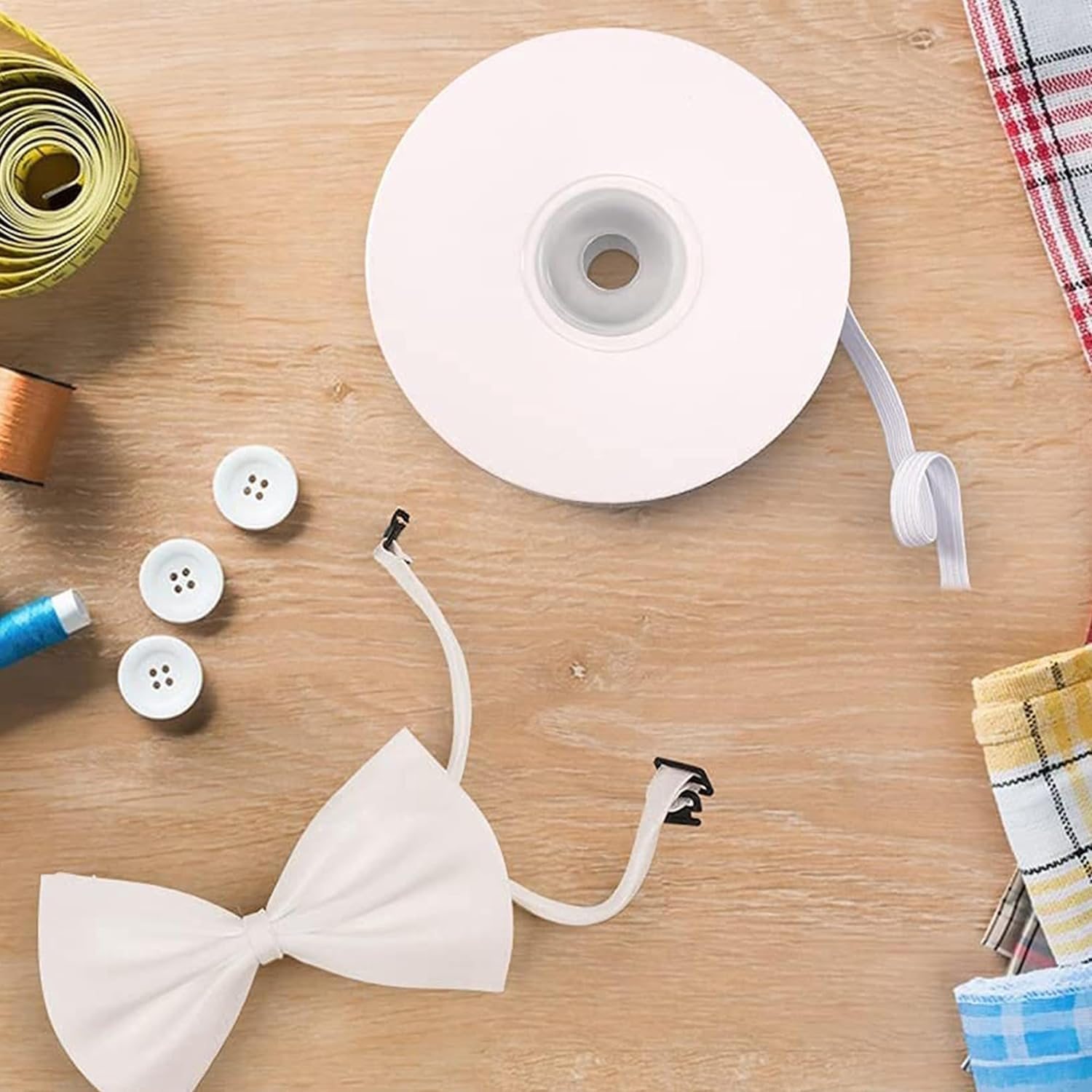 Elastic Band 1/4 Inch Wide 10 Yd, Stretch Strap,High Elastic Cord, for Sewing Crafting Diy-White - Black image number 5