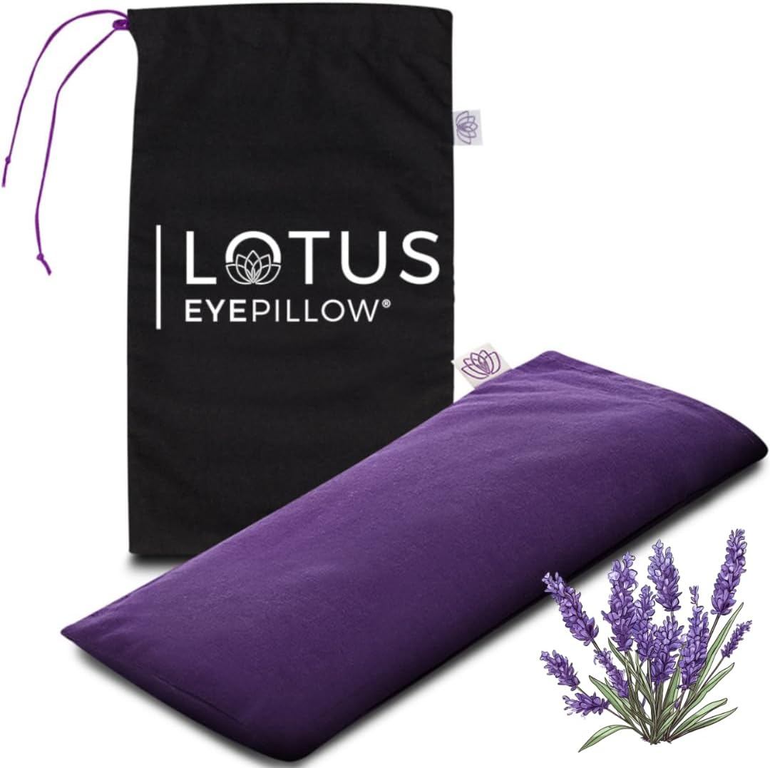 Lotus Weighted Lavender Eye Pillow - Purple Eye Mask for Sleep & Meditation - Aromatherapy Yoga Pillow with Flaxseed - Hot or Cold Compress for Headache & Eye Relief image number 6