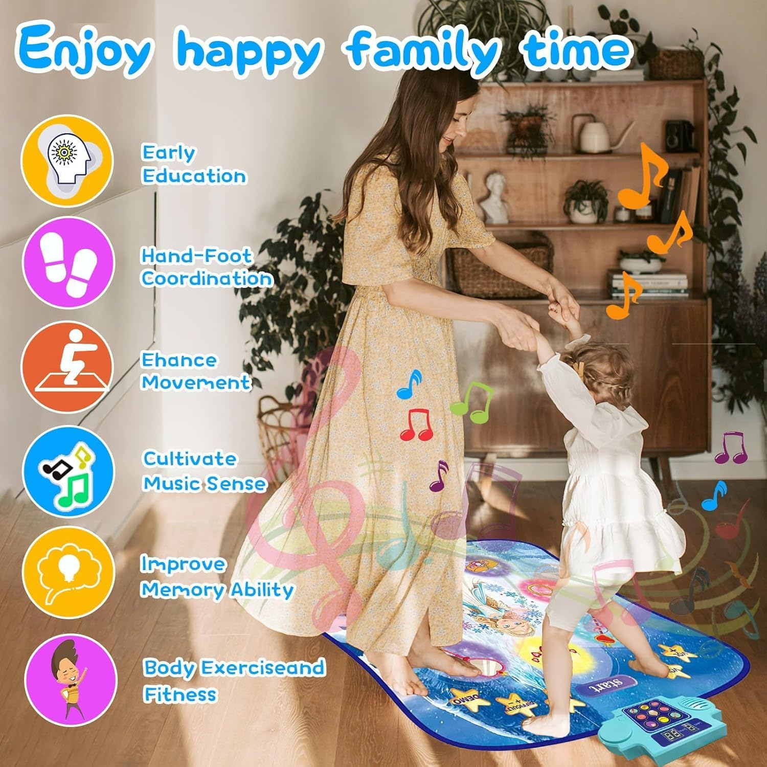 Kids Dance Mat-Frozen Toys for Girls,,Electronic Dance Pad ,6 Game Modes,Built-In Music,Light up LED Kids Musical Mat Dance Floor Mat for Girls & Boys,Christmas Birthday Gift for Girls 3-12 image number 6