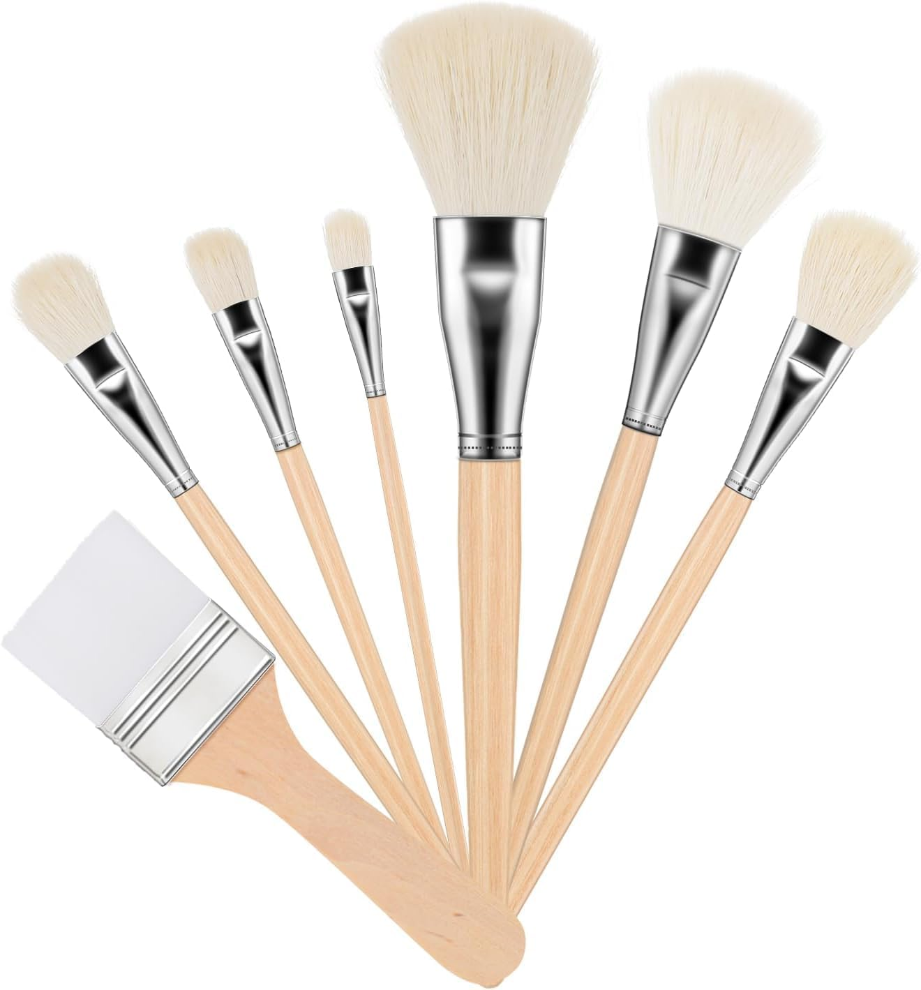 Paint Brushes for Acrylic, Assorted Size Paint Brushes Blending Brush with Wooden Handle Artist Brushes for Acrylic Watercolor Oil Painting Face Body Art 7 PCS image number 6