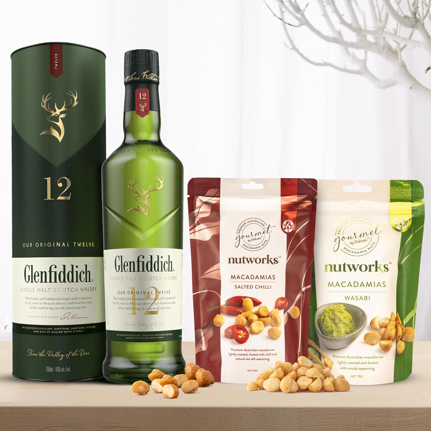 Luxury Whisky Gift Hamper, Includes Glenfiddich 12-Year-Old, Salted Chilli & Wasabi Macadamias, Perfect Birthday or Thank You Gift image number 5