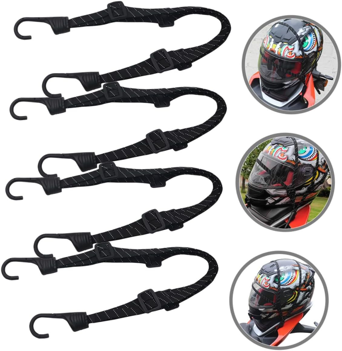 ERINGOGO Adjustable Nylon Ropes Hooks 4Pcs Cargo Straps Ratchet Belt for Luggage image number 4